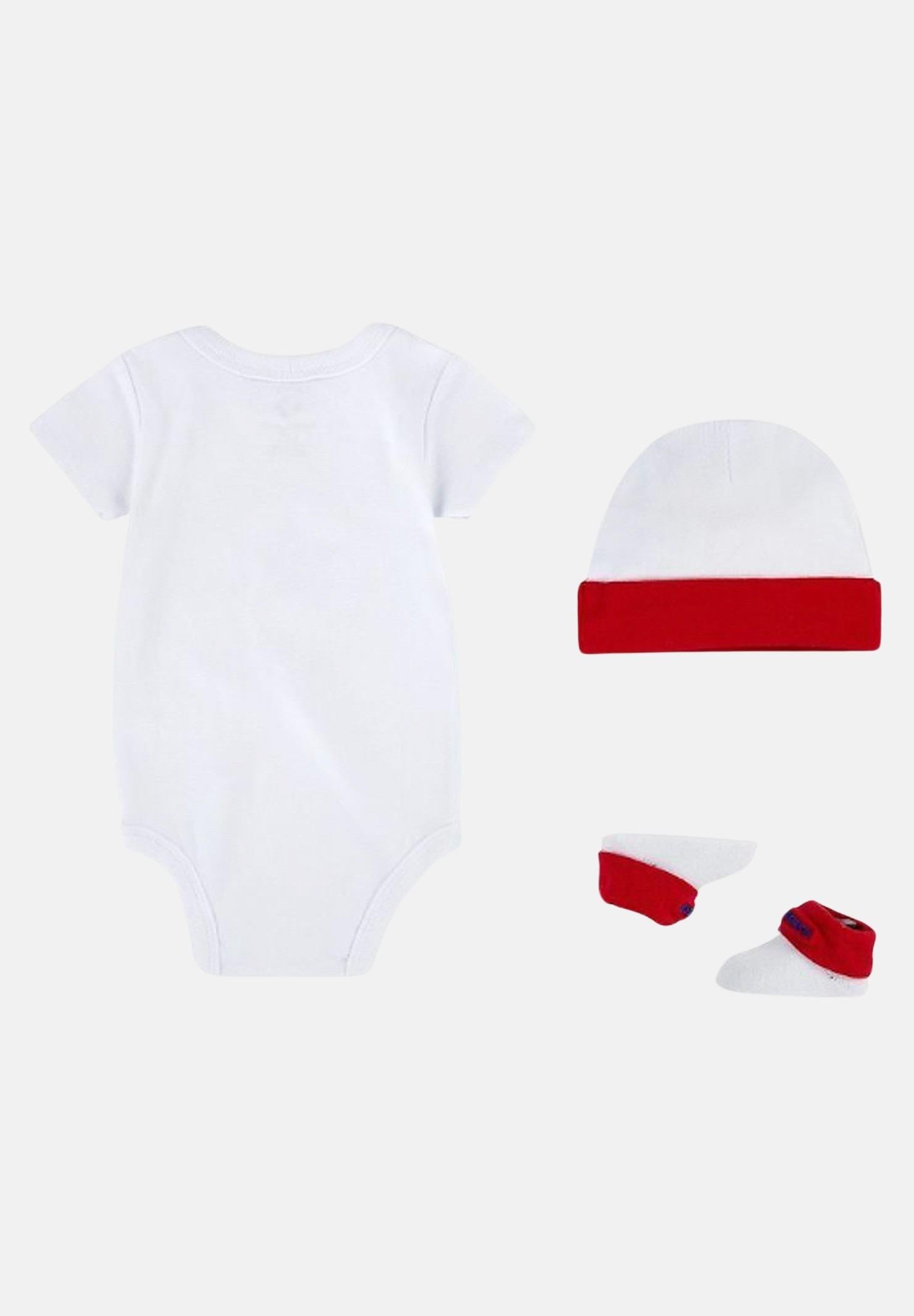 Set Neonato CONVERSE Bianco, Blu e Rosso: Cappellino, Body e Calzini
