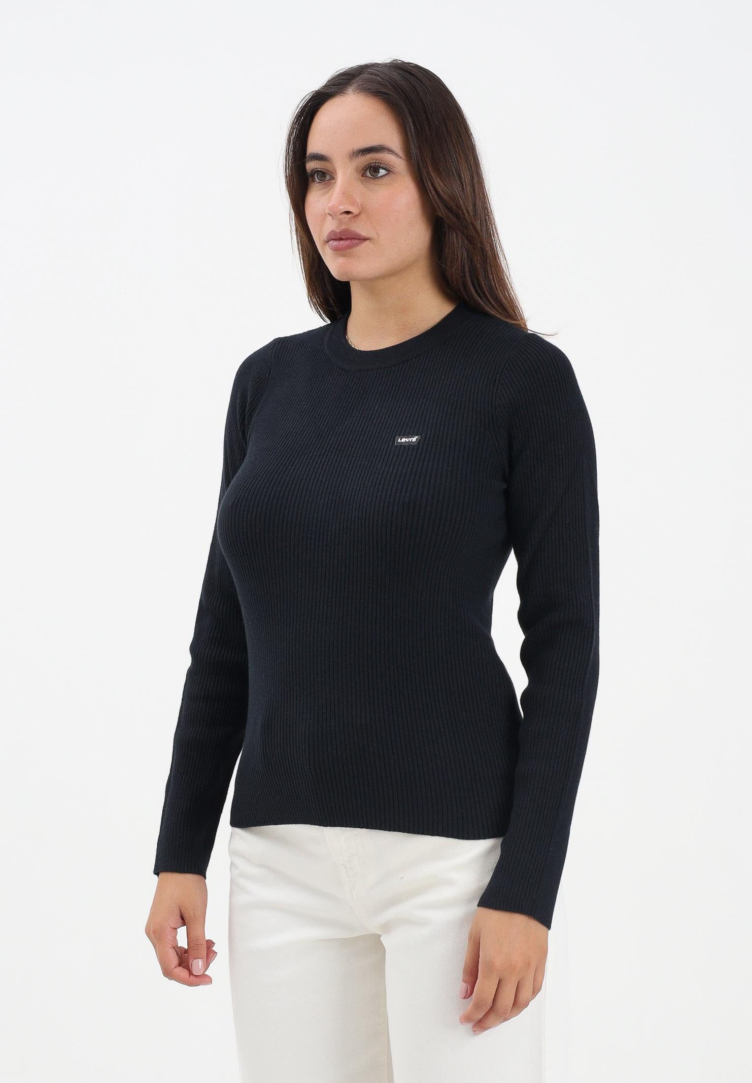 LEVI'S® Maglioncino girocollo nero da donna realizzato in tessuto a costine A0719-0035 . LEVI'S® 