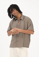 I'M BRIAN Camicia a manica corta fango da uomo con delicata texture CA3633 TA I'M BRIAN 