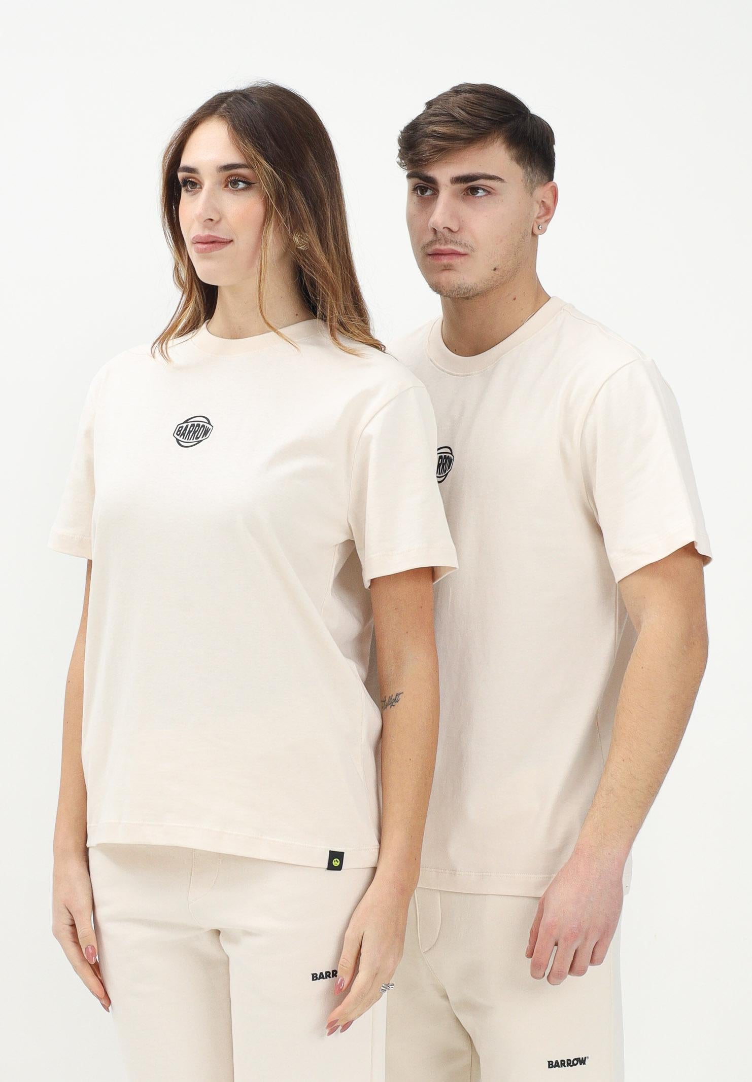 BARROW T-shirt a manica corta vaniglia per uomo e donna con maxi stampa sul retro S5BWUATH157 BW029 BARROW 