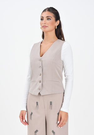 ONLY Gilet beige da donna 15331287 TaupeGray ONLY 