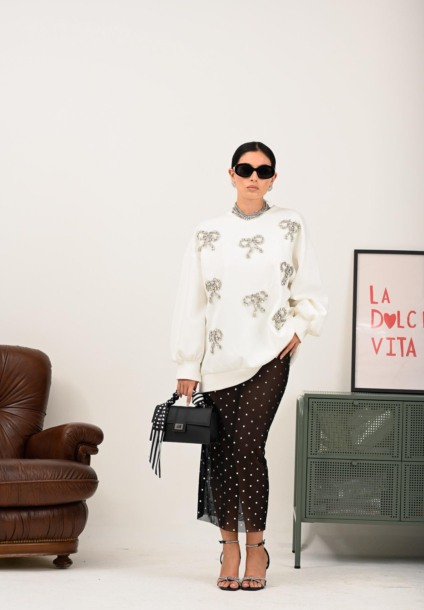 ODI ODI Felpa girocollo Nogara bianca da donna con applicazioni NOGARA734W5 D7 ODI ODI 