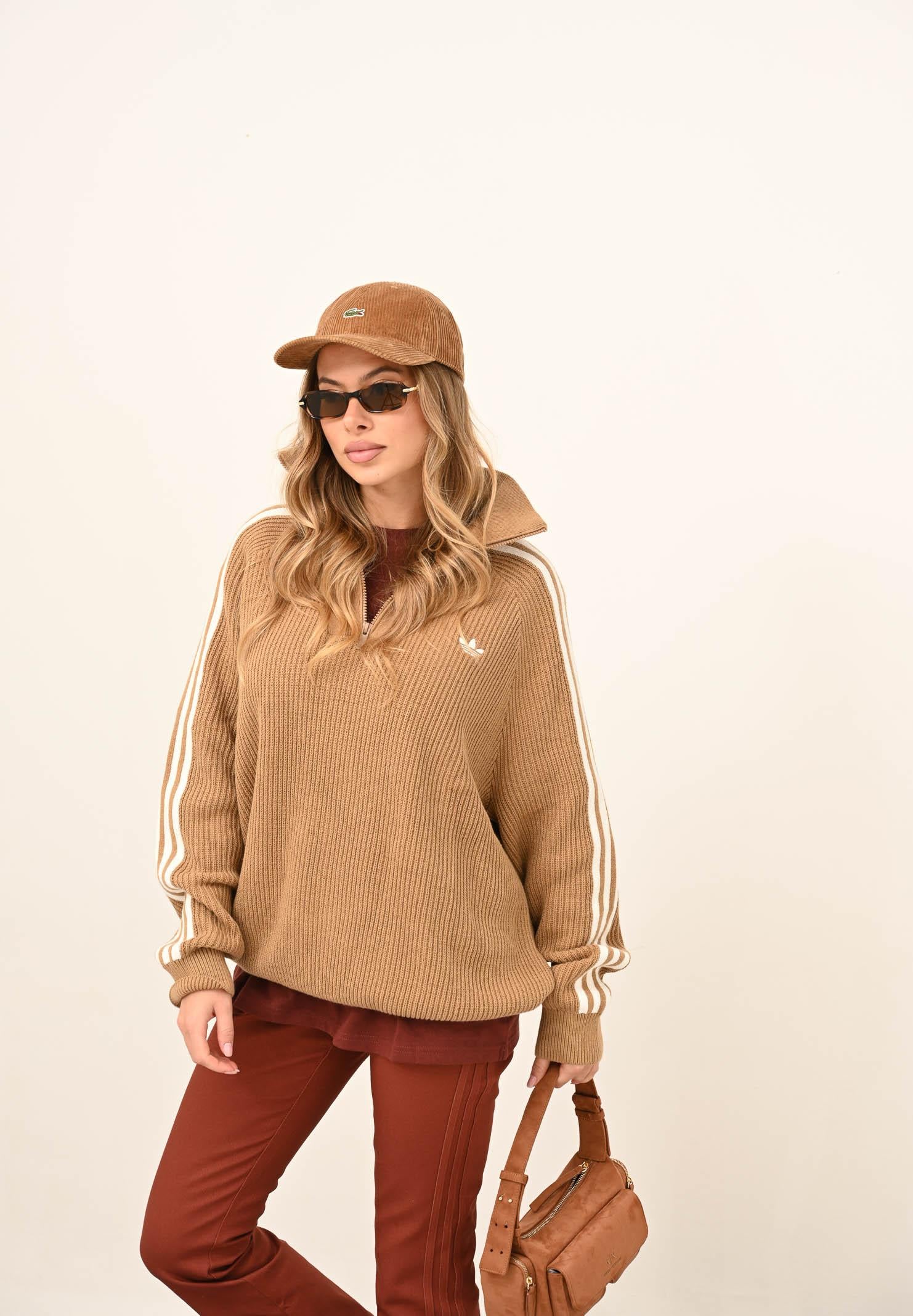 ADIDAS ORIGINALS Maglione a collo alto Originals Quarter Zip beige da donna KS7787 . ADIDAS ORIGINALS 