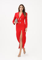 SIMONA CORSELLINI Abito lungo rosso da donna ispirato al classico blazer A25CEAB10701-C00161 V0606 SIMONA CORSELLINI 