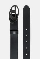 DIESEL Cintura nera per uomo e donna arricchita da fibbia con logo Oval J02595KXBLR K900 DIESEL 