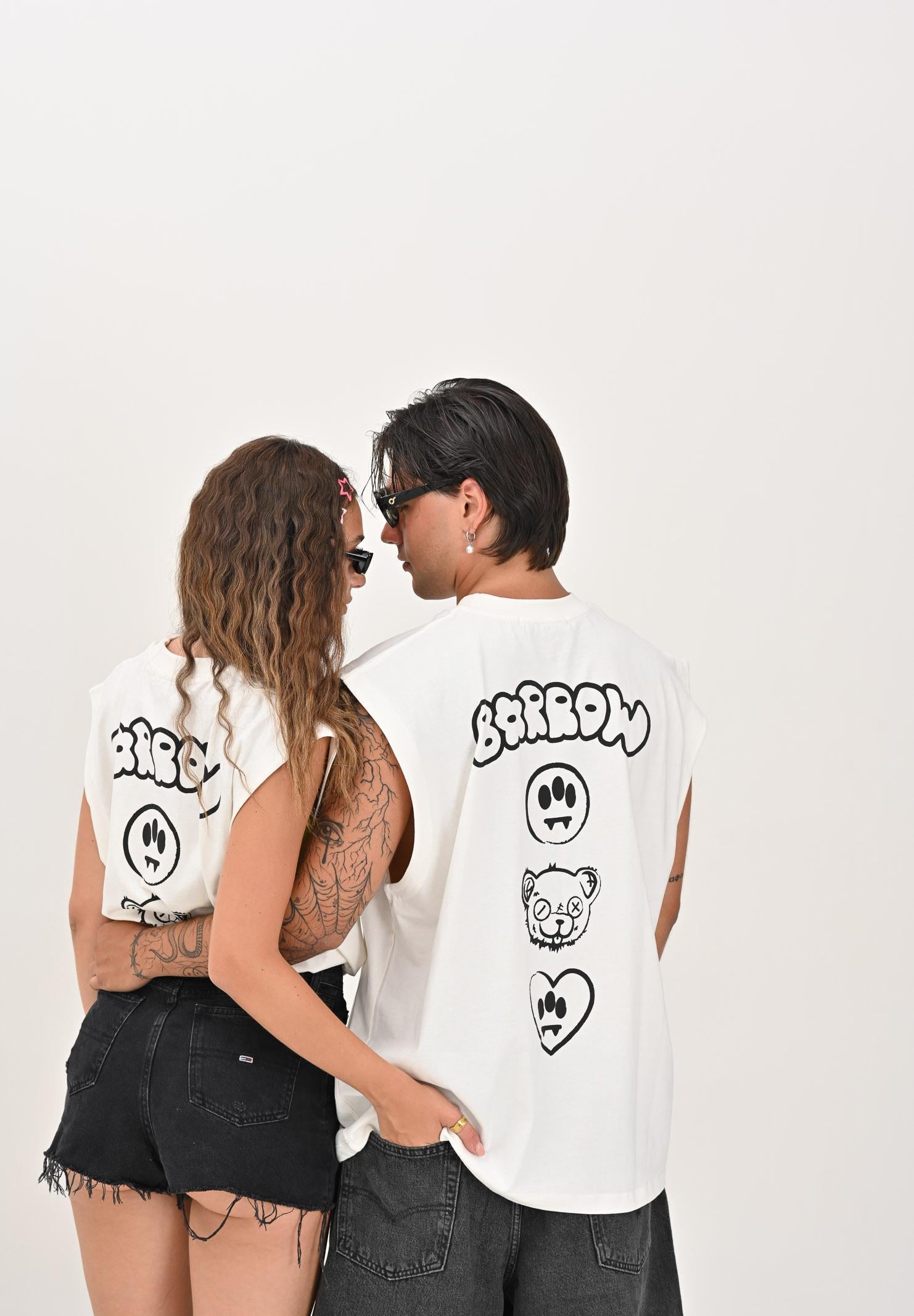 BARROW Canotta panna per uomo e donna con maxi stampa sul retro S5BWUATH160 002 BARROW 