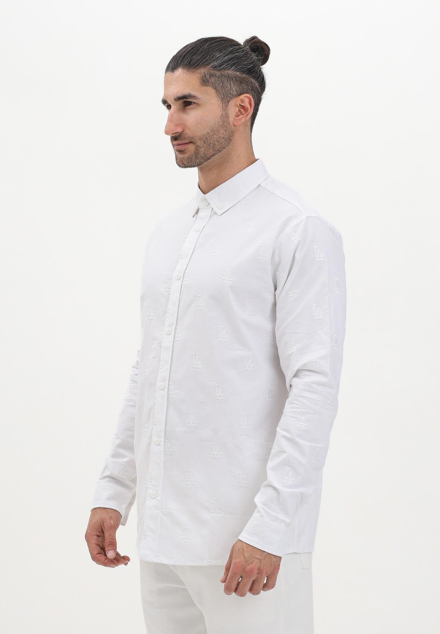 NEW ERA Camicia a manica lunga LA Dodgers MLB Monogram bianca da uomo 60667824 . NEW ERA 
