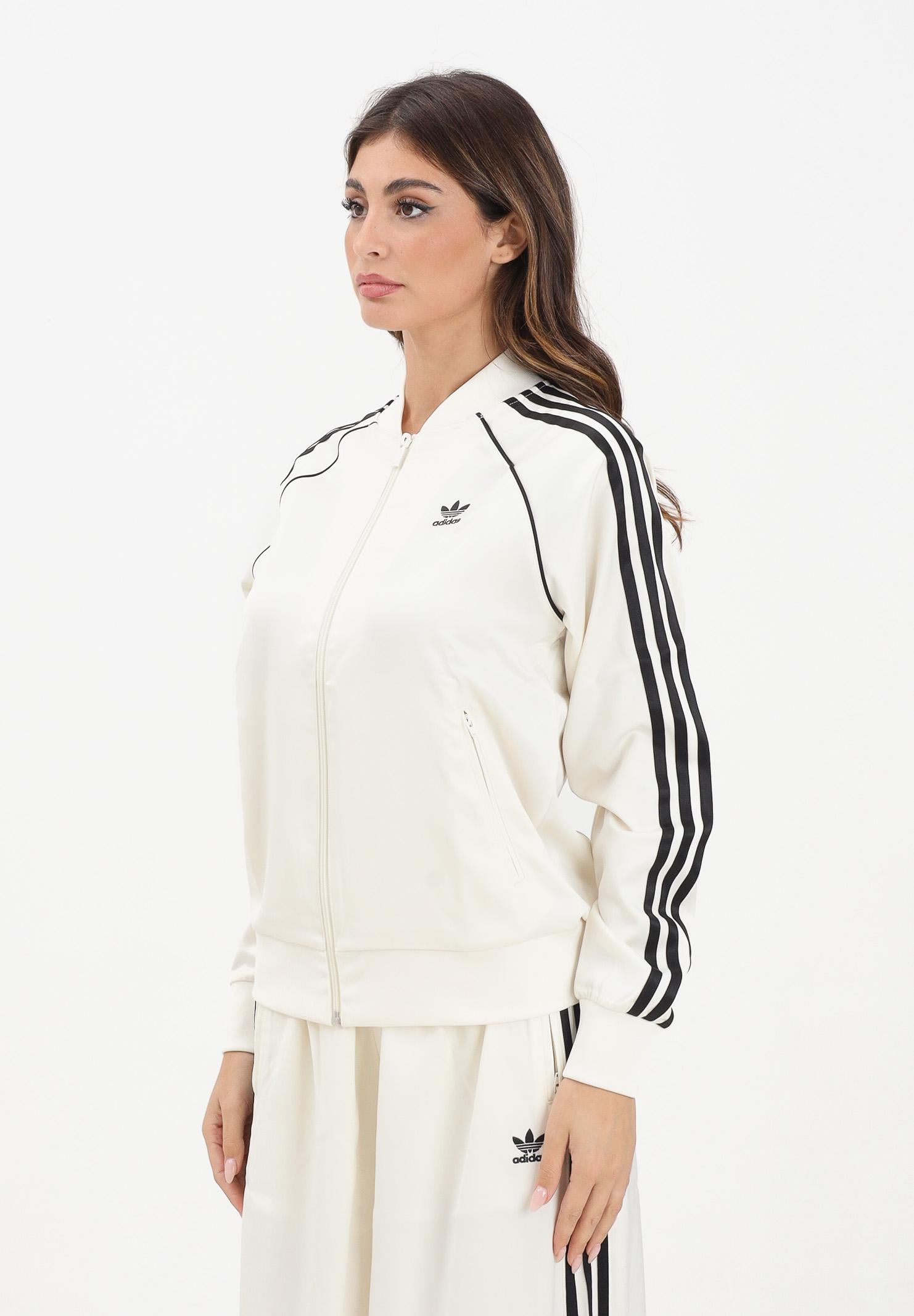 ADIDAS ORIGINALS Felpa con zip Adicolor SST Satin panna da donna KH1567 . ADIDAS ORIGINALS 