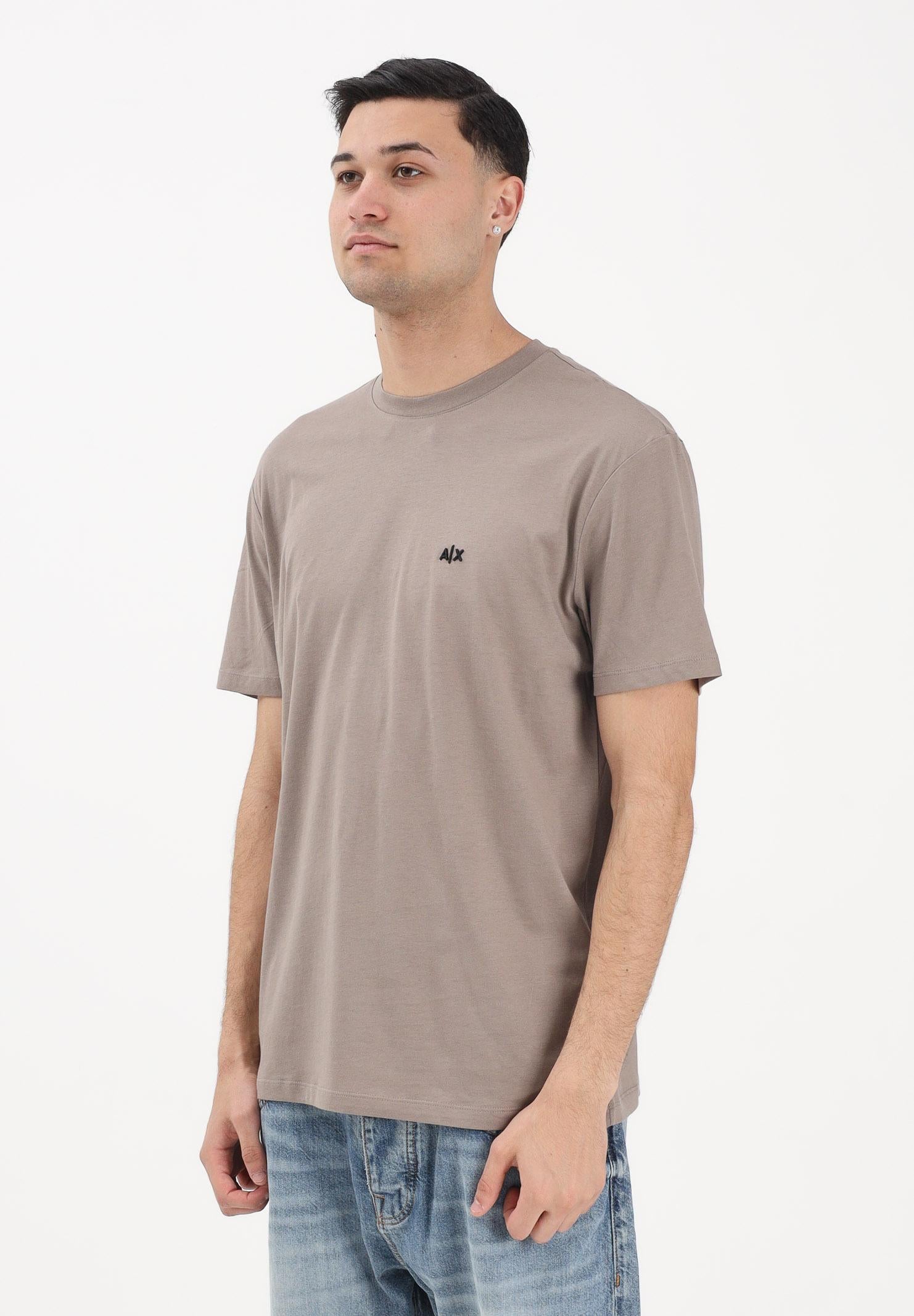 ARMANI EXCHANGE T-shirt a manica corta marrone da uomo con ricamo A|X XM001568AF10358 U6107 ARMANI EXCHANGE 