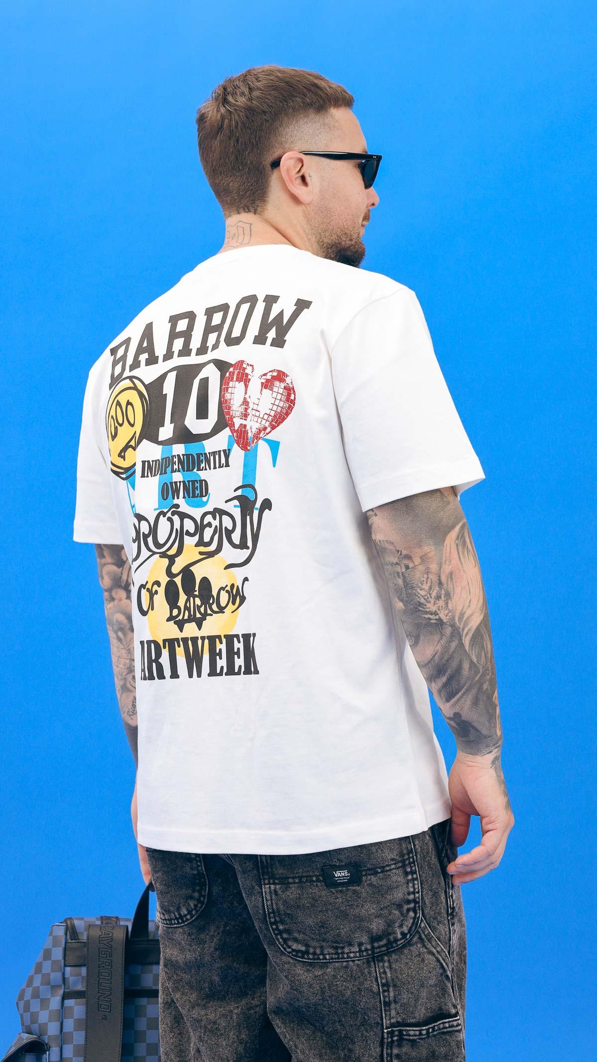 BARROW T-shirt a manica corta bianca per uomo e donna con maxi stampa S5BWUATH156 002 BARROW 