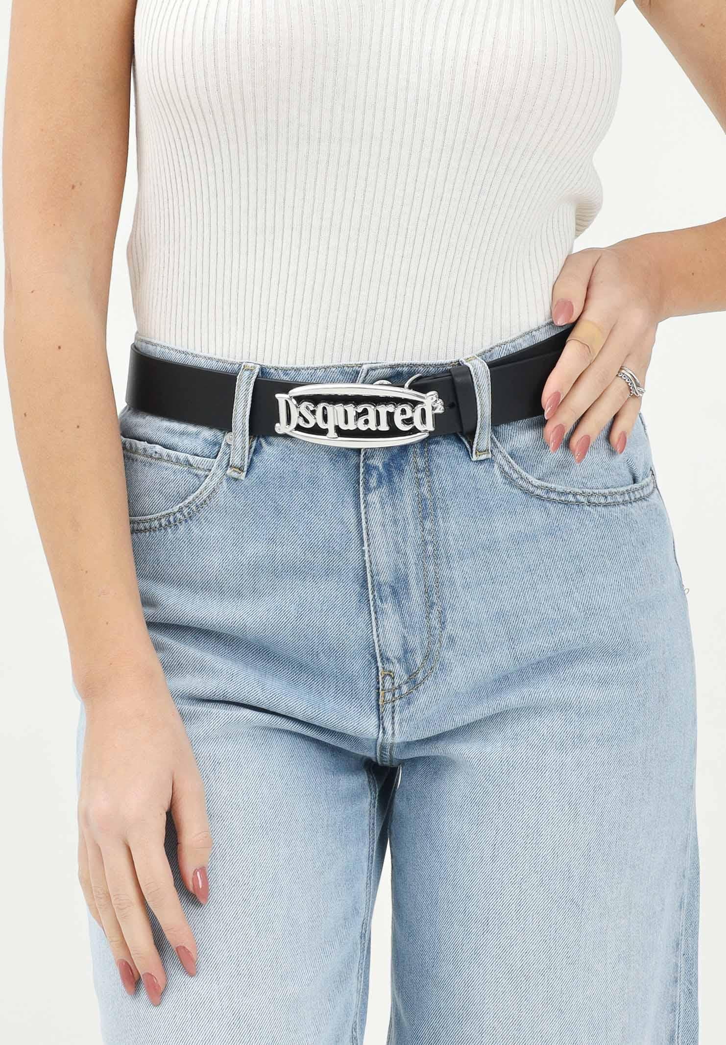 DSQUARED2 Cintura nera da donna con maxi fibbia logo DQ2914D005Z DQ900 DSQUARED2 