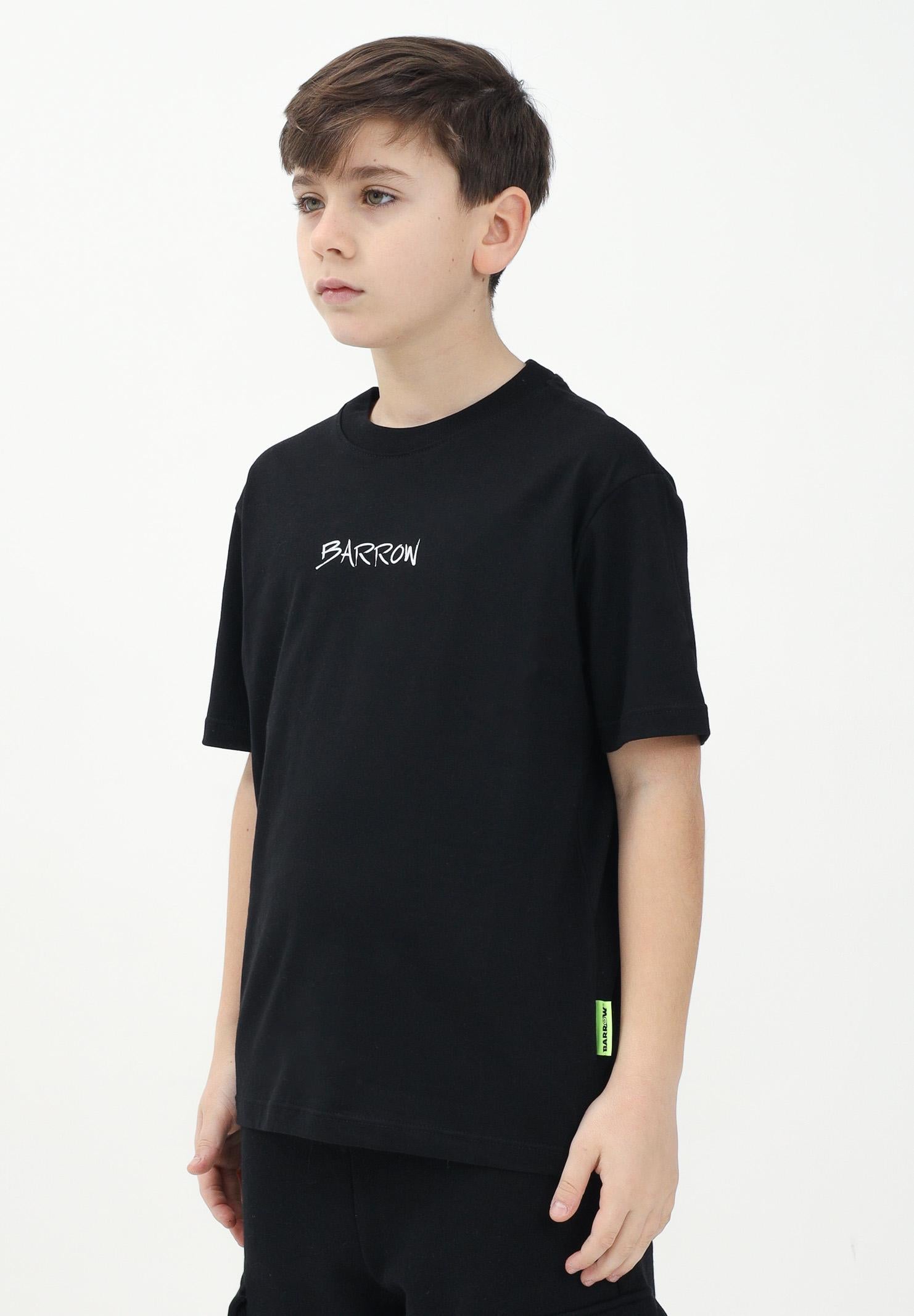 BARROW T-shirt a manica corta nera per donna, ragazzi e bambini con stampa teddy sul retro S5BKJUTH072 110 BARROW 