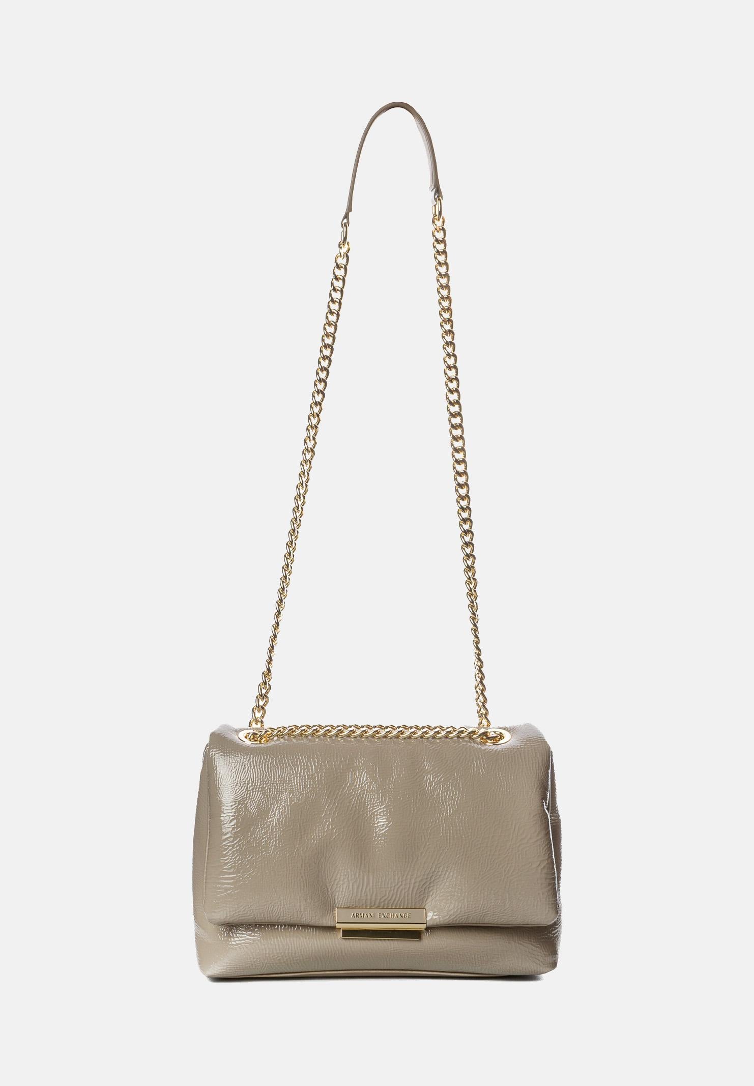 ARMANI EXCHANGE Borsa a tracolla in vernice beige da donna XW000355AF17239 U6242 ARMANI EXCHANGE 