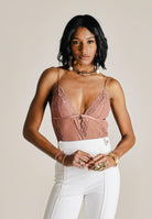 PATRIZIA PEPE Body in tulle e pizzo stretch terracotta da donna 2I0143A602 B885 PATRIZIA PEPE 