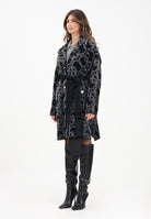 PINKO Cappotto grigio e nero da donna con fantasia logo jacquard 105415A2WY IZ9 PINKO 