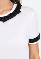 MAX MARA T-shirt a manica corta bianca da donna con dettaglio gioiello 2526976013600 009 MAX MARA 