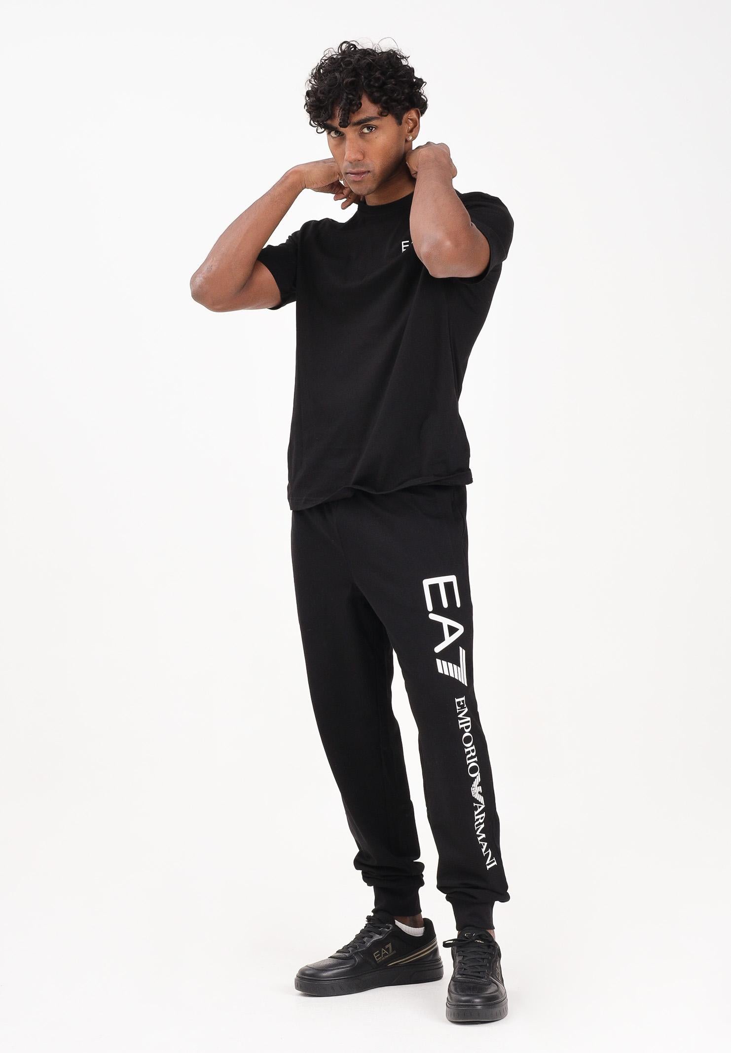 EA7 Pantalone sportivo nero da uomo con stampa logo 7M000571AF13512 MC001 EA7 