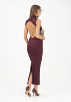 PATRIZIA PEPE Abito midi bordeaux da donna in maglia a costine 8A1555K143 M536 PATRIZIA PEPE 