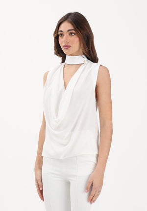 ELISABETTA FRANCHI Top elegante avorio da donna  in georgette di viscosa CA13461E2 360 ELISABETTA FRANCHI 