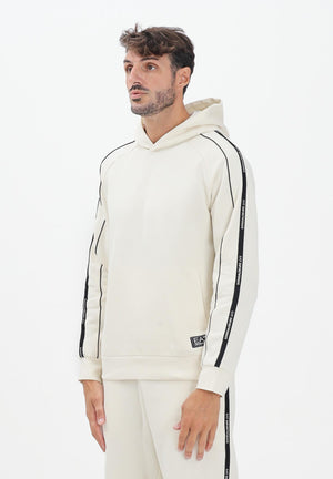 EA7 Felpa con cappuccio panna da uomo rifinita da bande logate a contrasto 7M000972AF10377 U1105 EA7 