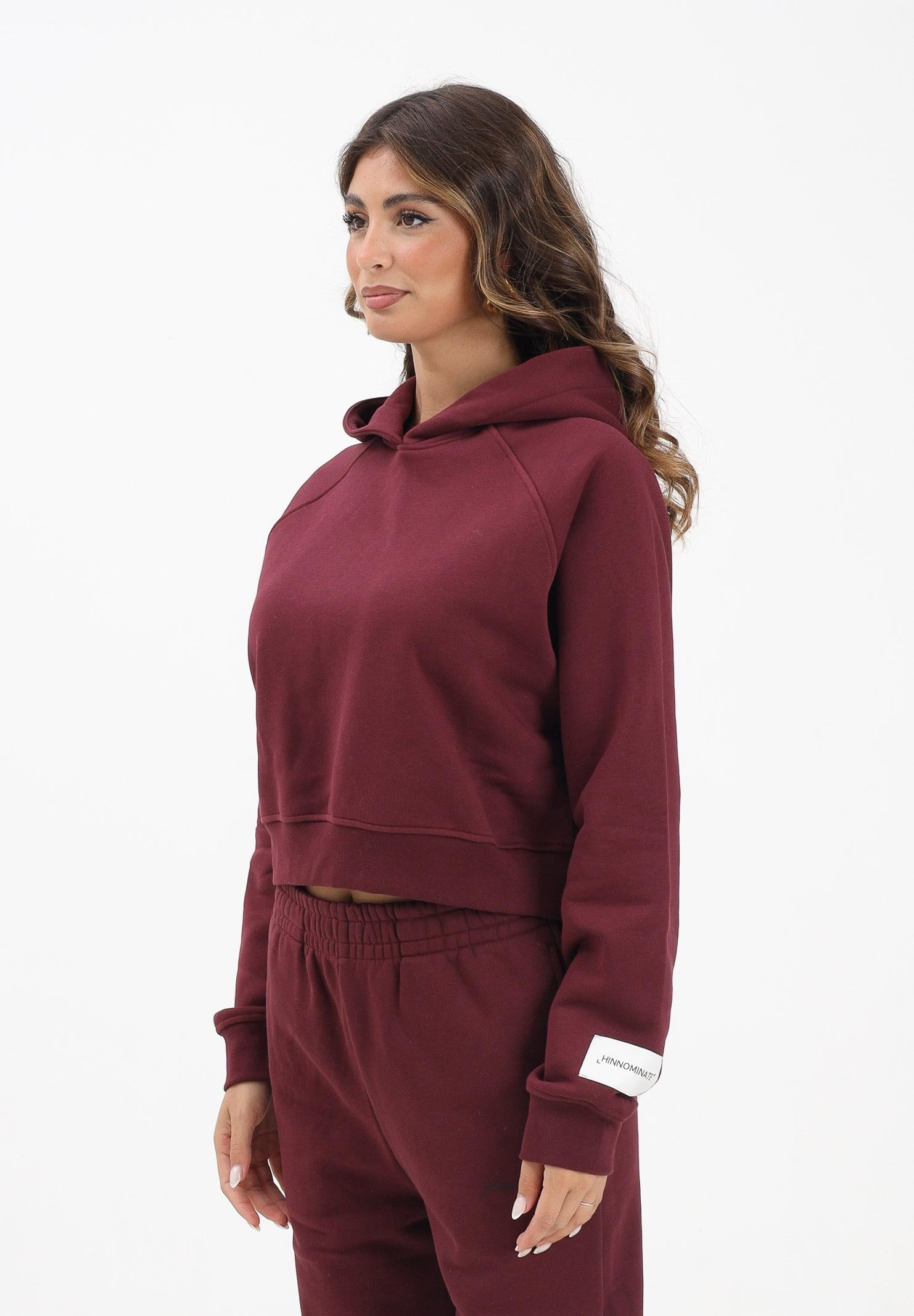 HINNOMINATE Felpa con cappuccio bordeaux da donna rifinita da patch logo HMABW01958 RS02 HINNOMINATE 