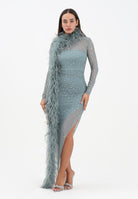 ALMA SANCHEZ Abito midi Acerno carta da zucchero da donna con piume e strass AS2526008RT 814 ALMA SANCHEZ 