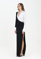 ELISABETTA FRANCHI Abito lungo nero e bianco da donna con dettagli camicia ABR0557E2 222 ELISABETTA FRANCHI 