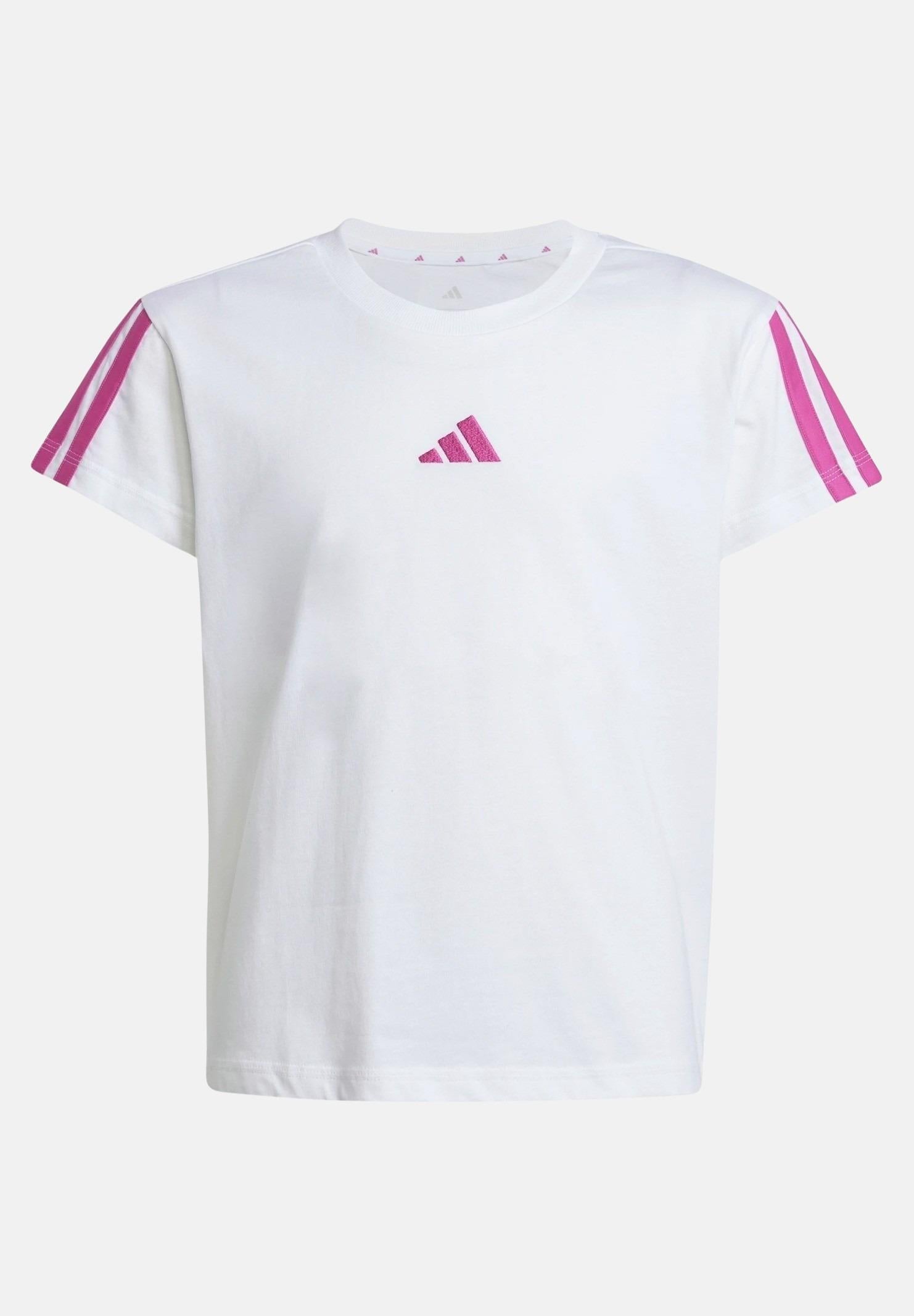 ADIDAS PERFORMANCE T-shirt a manica corta Essentials bianca e fucsia da bambina JN6494  ADIDAS PERFORMANCE 
