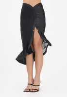 ELISABETTA FRANCHI Gonna midi nera da donna con balza<BR/> GO18062E2 110 ELISABETTA FRANCHI 