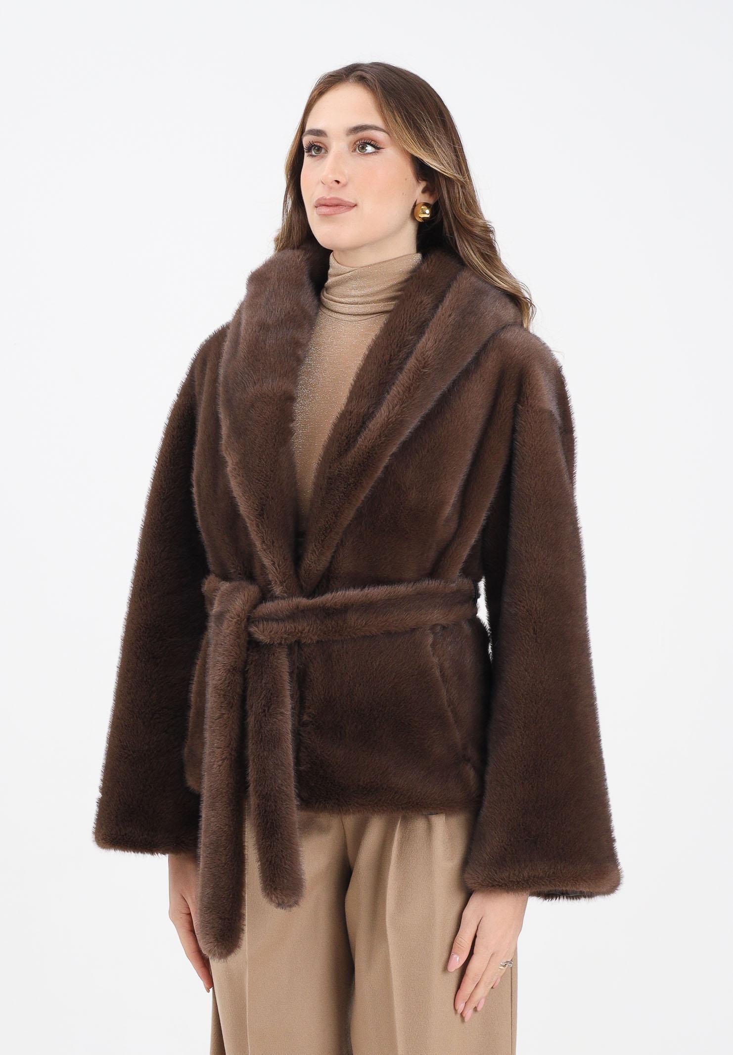 YES LONDON Ecopelliccia marrone da donna ECO030 MO YES LONDON 