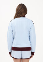 ADIDAS ORIGINALS Felpa con zip 3-Stripes celeste e bordeaux da donna KD3741 . ADIDAS ORIGINALS 