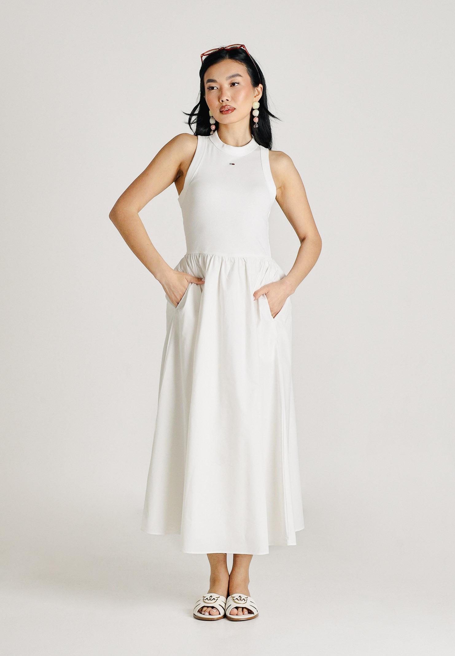 TOMMY JEANS Abito midi bianco da donna DW0DW22593 YBL TOMMY JEANS 