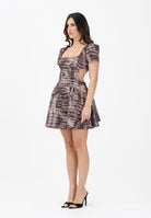 ELISABETTA FRANCHI Abito corto cacao da donna con stampa all-over a tema alligatore AB89561E2 644 ELISABETTA FRANCHI 