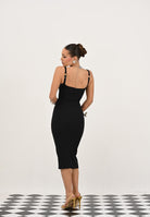 VERSACE JEANS COUTURE Abito midi nero da donna con fibbie Baroque 79HAO954J0240 899 VERSACE JEANS COUTURE 