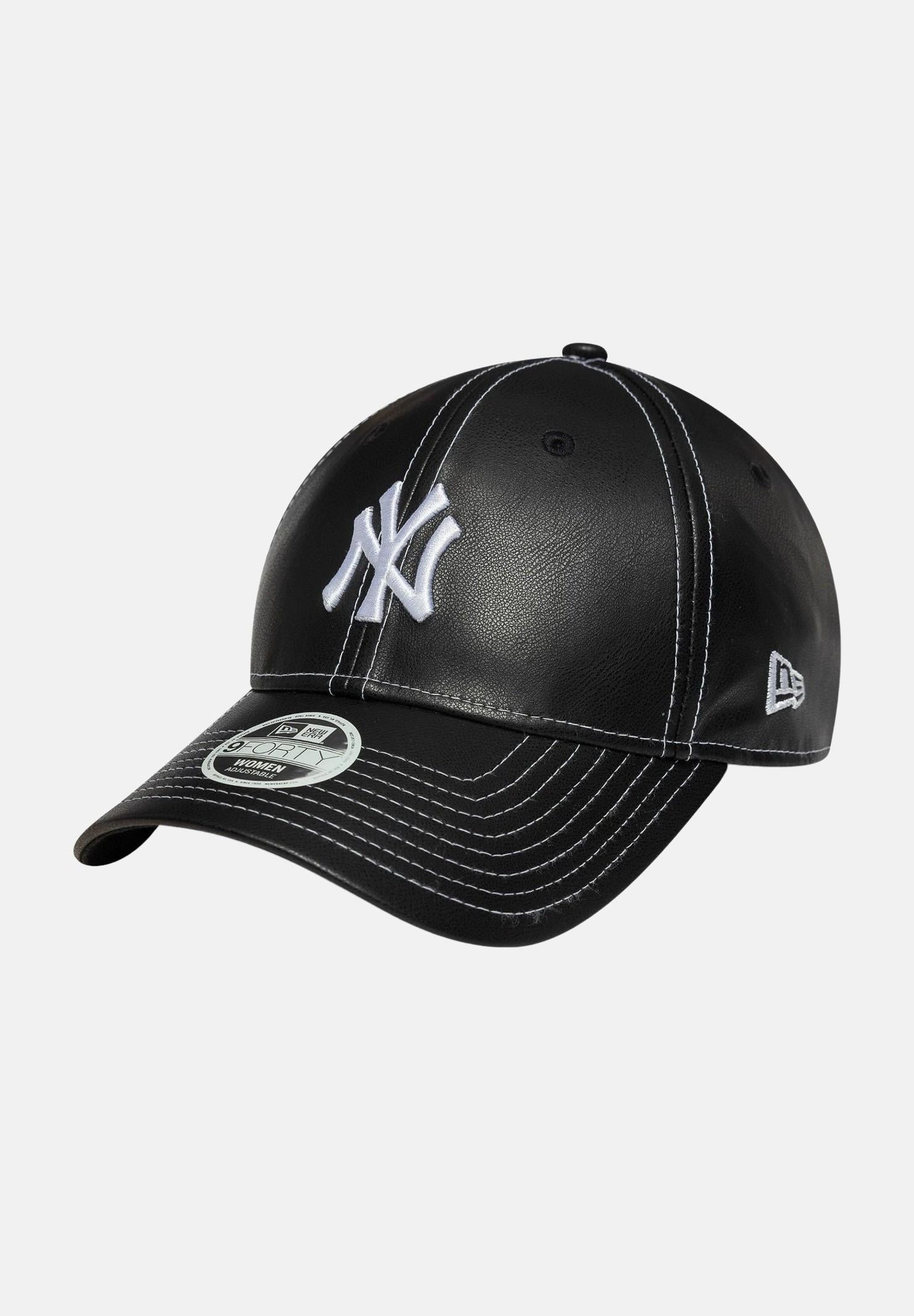 NEW ERA Cappello con visiera 9FORTY New York Yankees MLB Topstitch in ecopelle nero per uomo e donna 60691323  NEW ERA 