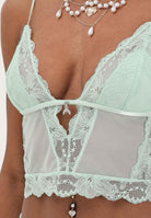 PATRIZIA PEPE Bralette verde acqua da donna in tulle e pizzo 2I0144A602 G632 PATRIZIA PEPE 