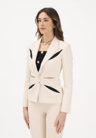 ELISABETTA FRANCHI Giacca monopetto burro e nera da donna con cut-out bicolore GI19861E2 E84 ELISABETTA FRANCHI 