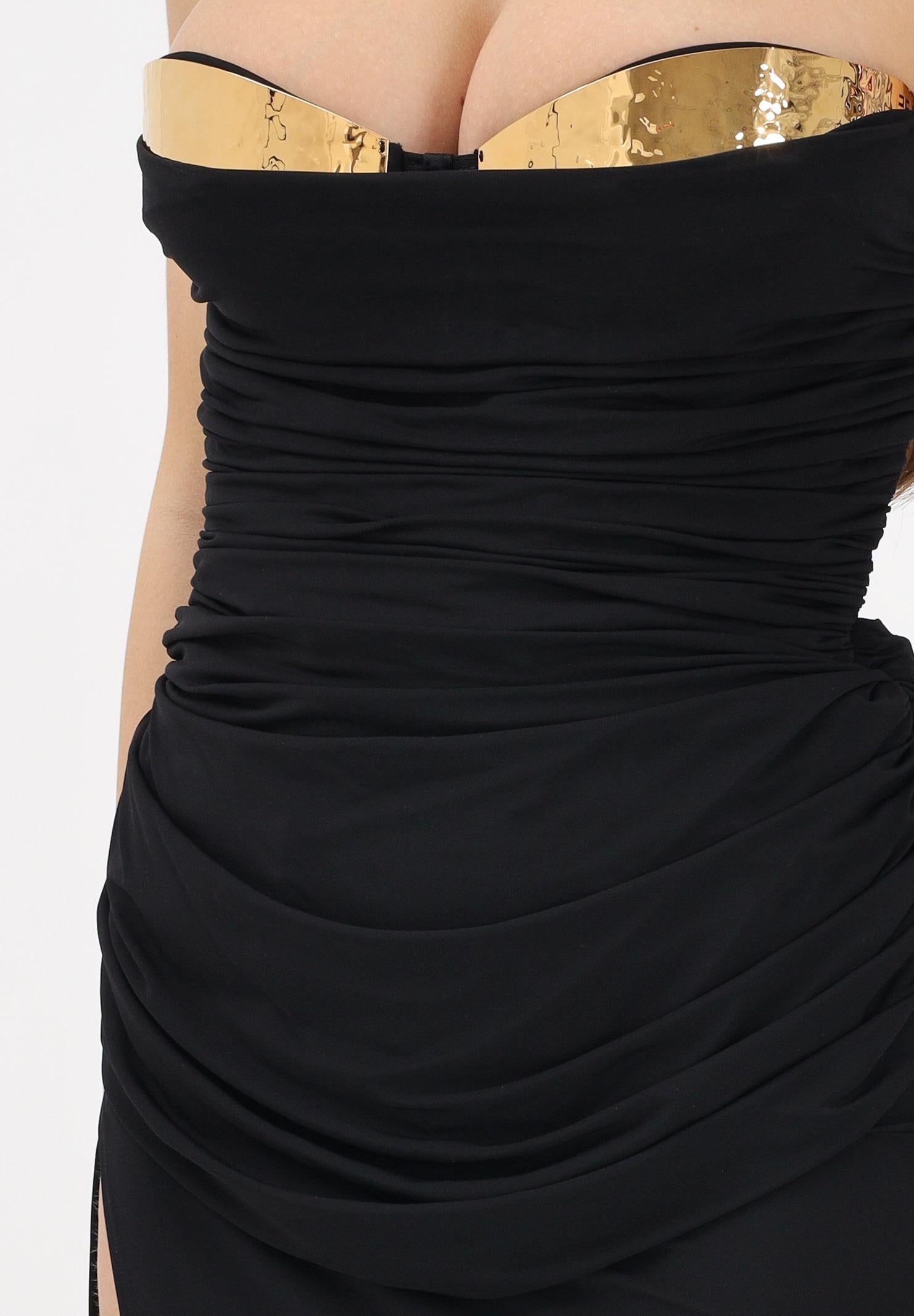 ELISABETTA FRANCHI Abito lungo nero da donna con coppe in metallo ABR3562E2 110 ELISABETTA FRANCHI 