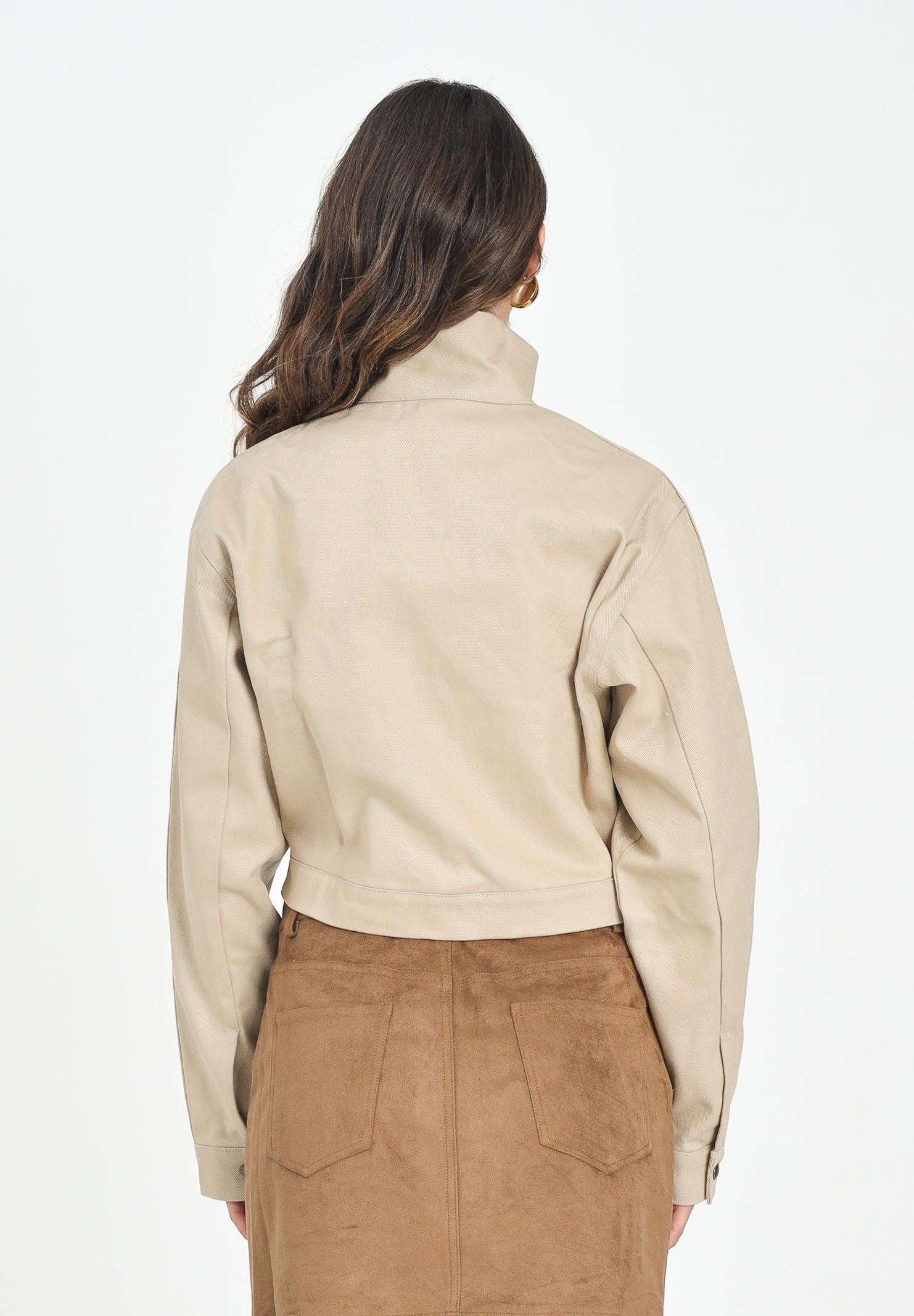 ADIDAS ORIGINALS Giubbotto Firebird Twill Crop in denim beige da donna JX7600 . ADIDAS ORIGINALS 