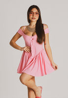 ME FUI Abito corto rosa da donna con motivo a quadri MF26-SW0326PK . ME FUI 