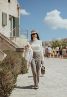 SIMONA CORSELLINI Pantalone elegante grigio da donna con motivo gessato incrociato A25CPPA015S1-C00298 V0000 SIMONA CORSELLINI 