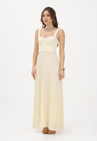 PATRIZIA PEPE Abito lungo plissè crema da donna con corpetto strutturato 2A3064A737 W418 PATRIZIA PEPE 