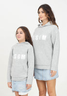 Maglia con cappuccio grigia per donna e bambina rifinita da logo F4MSJUJP076 107 MSGM 