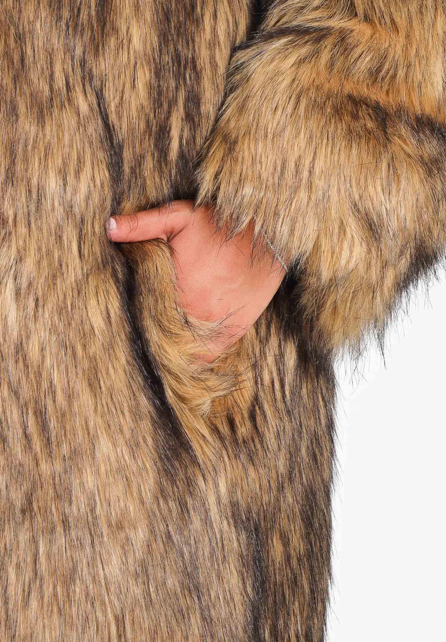 DSQUARED2 Pelliccia lunga in eco-pelliccia beige per donna e ragazze DQ3057D0AEB DQ716 DSQUARED2 