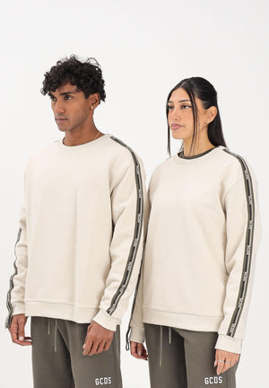GCDS Felpa girocollo panna per uomo e donna con bande logate B2EM1501JD1 15 GCDS 