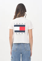 TOMMY JEANS T-shirt a manica corta bianca da donna con maxi logo DW0DW21423YBH  TOMMY JEANS 