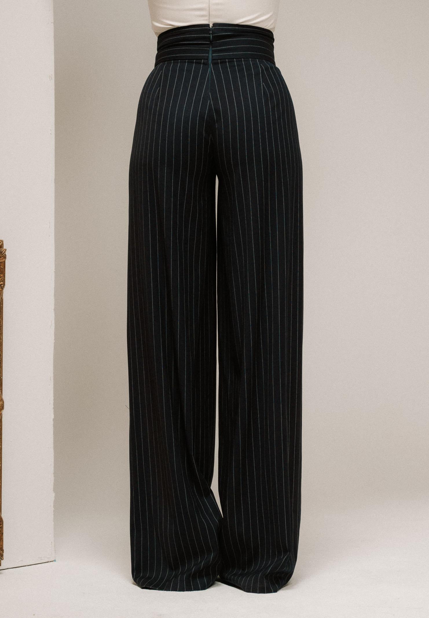 SANTAS Pantalone elegante POUVOIR blu da donna con micro gessatura verticale PV2626 BL SANTAS 