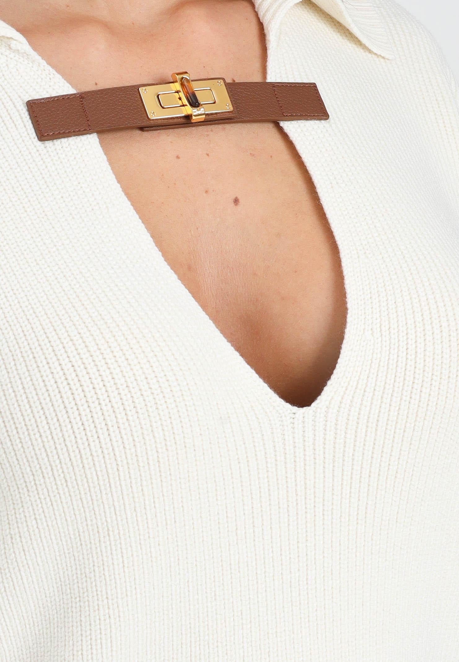 ELISABETTA FRANCHI Maglioncino color latte da donna con cinturino gioiello MK06S56E2 DZ9 ELISABETTA FRANCHI 