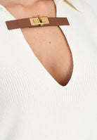 ELISABETTA FRANCHI Maglioncino color latte da donna con cinturino gioiello MK06S56E2 DZ9 ELISABETTA FRANCHI 