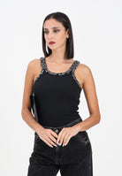 PINKO Canotta nera da donna con ricami gioiello 104109A2TM Z99 PINKO 